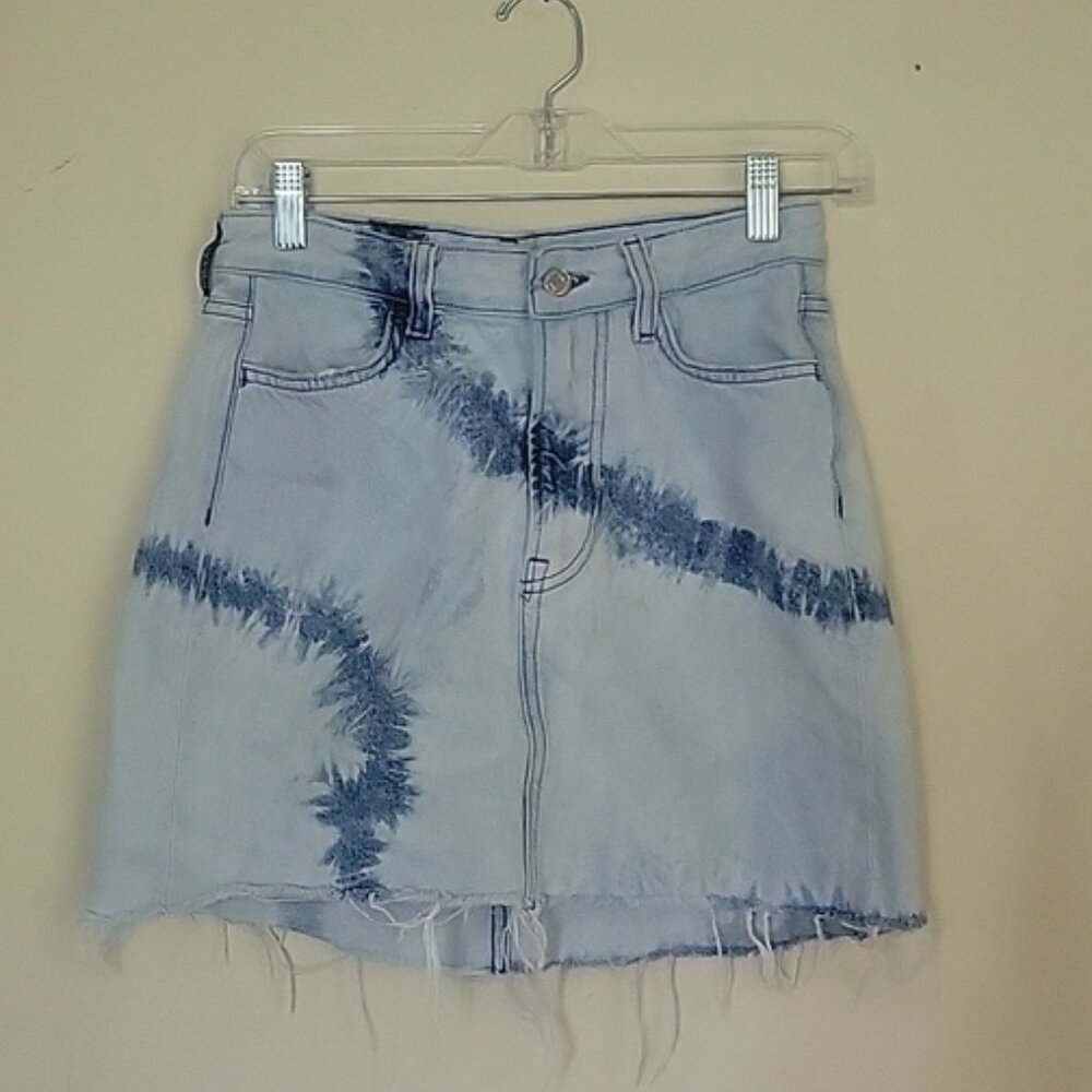 acid washed denim mini skirt